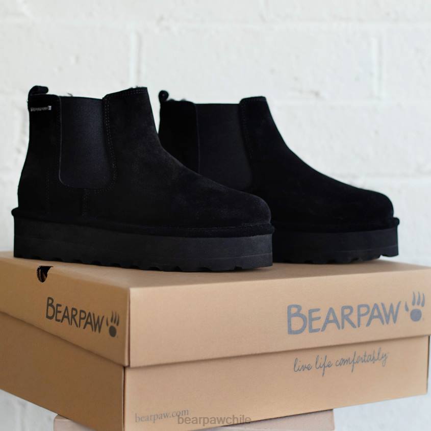 botas BEARPAW retro dibujó negro mujer PD2813
