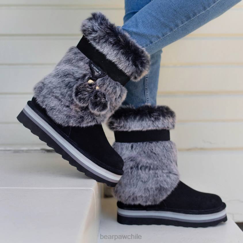 botas BEARPAW tama retro negro/gris mujer PD2827