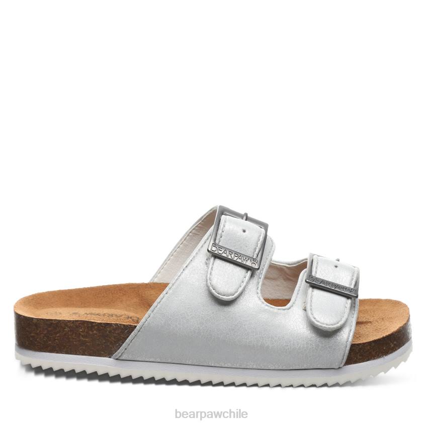 sandalias BEARPAW juventud de brooklyn blanco metalizado niños PD28625